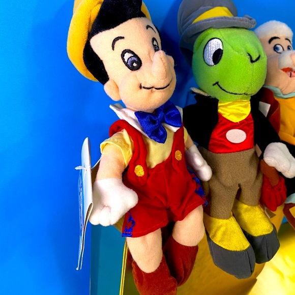 DISNEY EXCLUSIVE NWT VTG 90s PINOCCHIO GEPPETTO JIMINY CRICKET BEAN BAG PLUSH - Picture 8 of 15